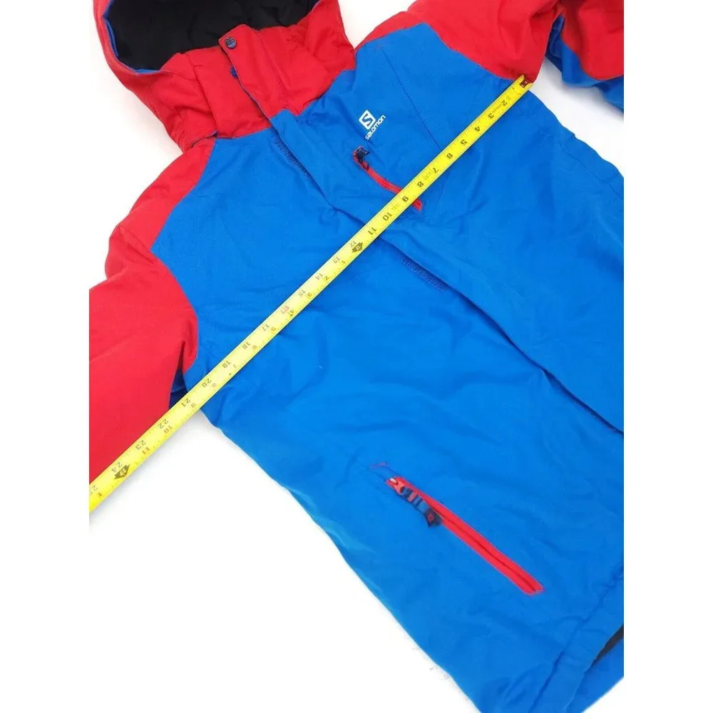 Salomon Girls Size 14Y XL Ski Jacket Hooded Advanced Skin Dry Coat Blue Red